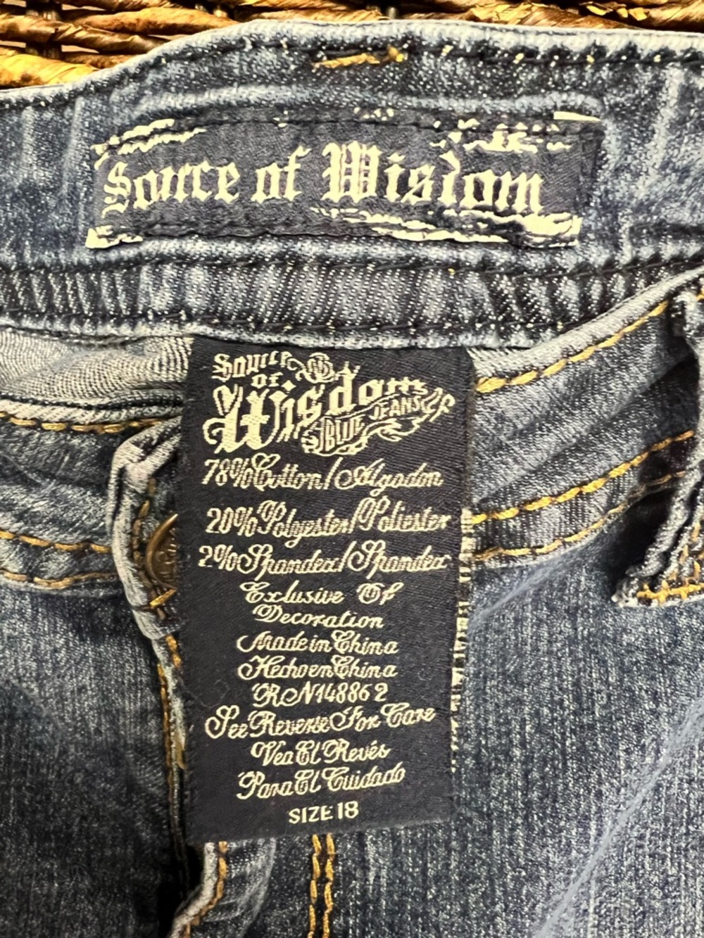 Source of Wisdom- Women’s, Blue Slim-Boot Jeans - Picture 3 of 9